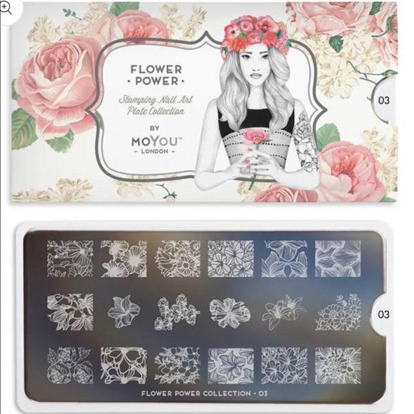 MoYou London Stamping Nail Art Plate Collection #03 Flower Power - Picture 1 of 6